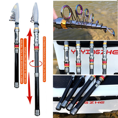 Carbon Fiber Fishing Rod & Reel Combo 1.8-3.6m features