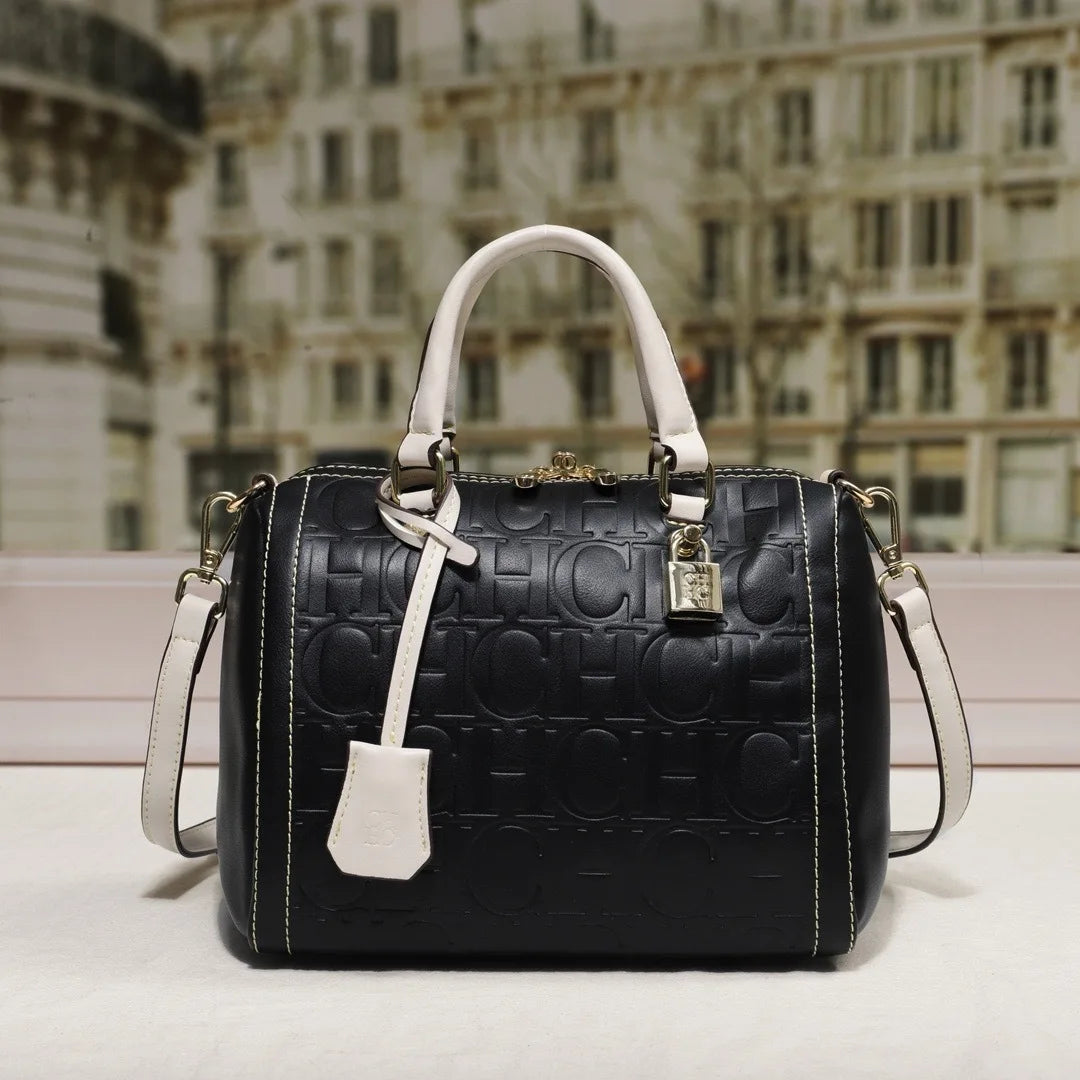 Carolina Herrera Mini Pillow Bag Genuine Leather Shoulder Crossbody Tote Boston Bag for Women