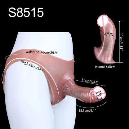 SXXY Silikon Unterhosen & Boxershorts mit Penishülle Männlicher Masturbator Strap-on Hohl Dildo Sexspielzeug für Männer Frauen