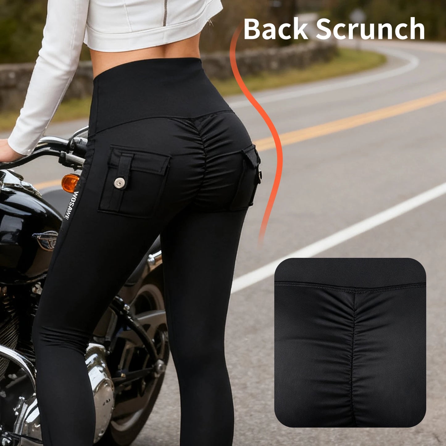 WOSAWE Women Motorcycle Trousers Slim Fit High-waisted Elastic Women's Riding Pants Soft Comfortable With CE Protection Gears