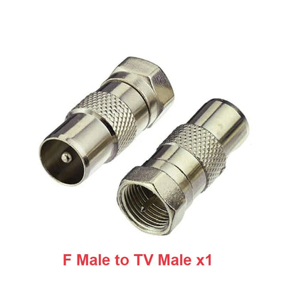 F Type to TV IEC 90 Degree Male Plug Female Jack RF Coaxial Adapter Splitter Gold Plated Connector for Cable TV Satellite TV DVR