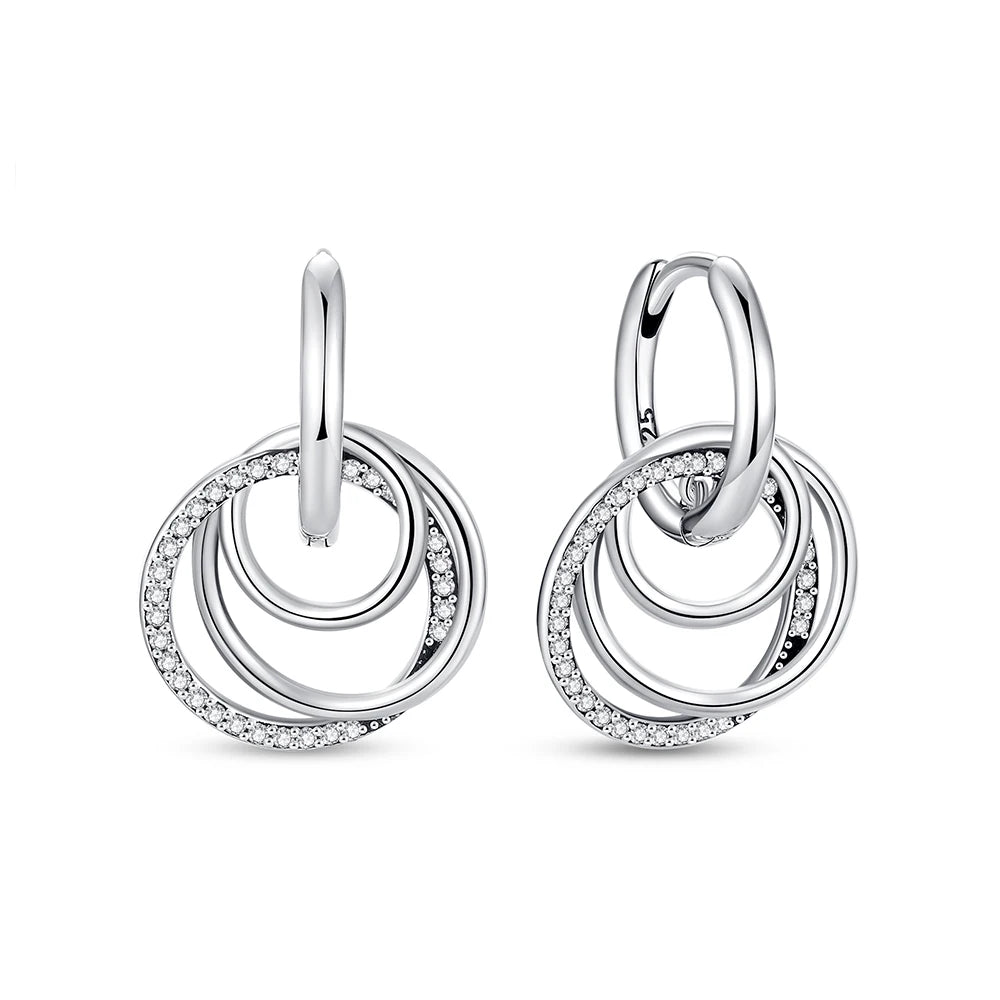 Original 925 Sterling Silber Ohrringe 2025 Stecker Creolen Kristall Ohrringe für Damen Roségold Krone Herz Unendlichkeit Biene Ohrring Schmuck