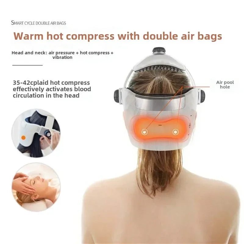 Head Massager Electric Head Physiotherapy Instrument Massage Helmet Hot Compress To Relieve Fatigue and Migraine