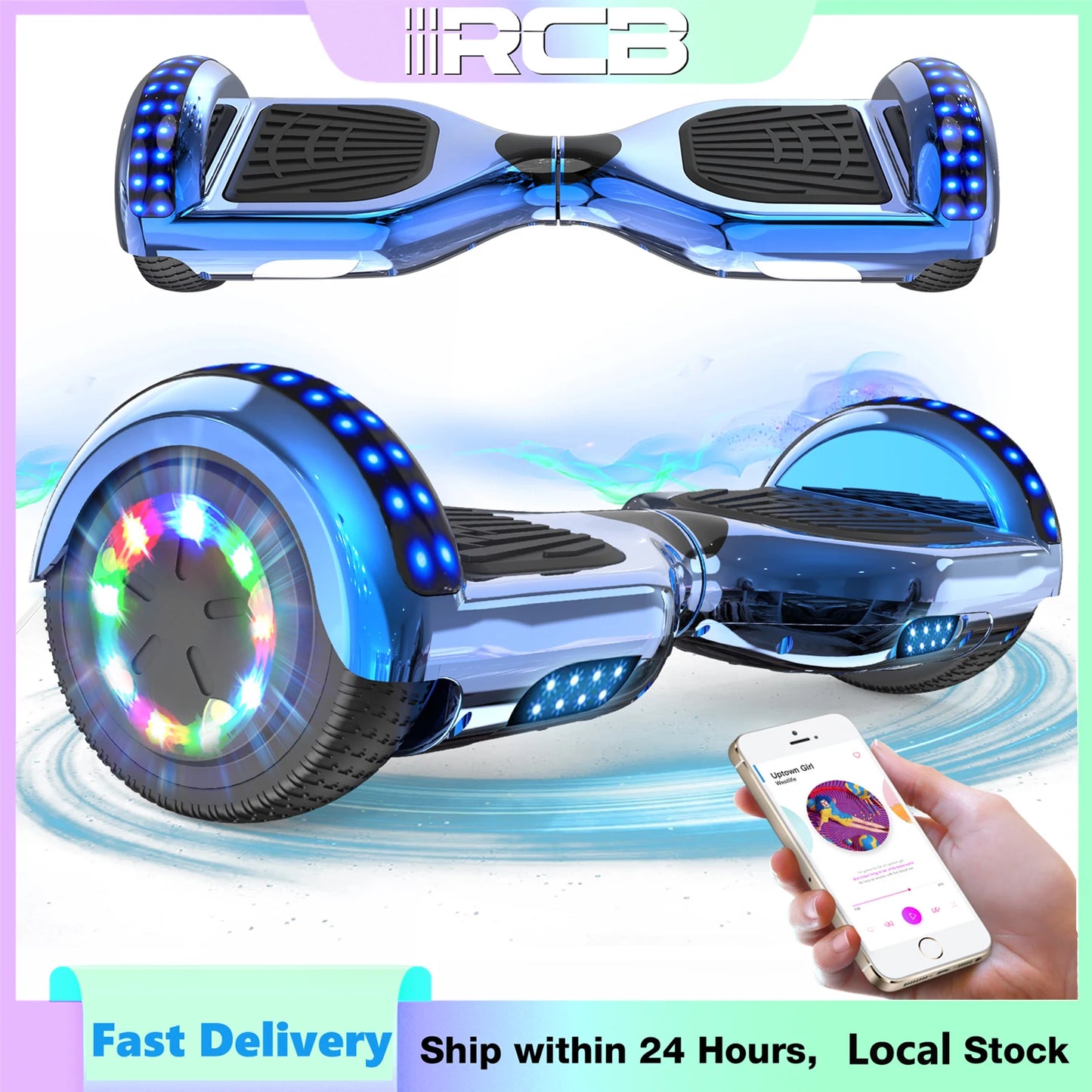 RCB 6.5" Hoverboard with Bluetooth Speaker & LED Lights