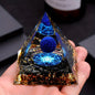 Lapis Lazuli Ball & Pyramid Crystal - Golden Base Decor
