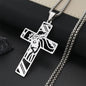 Hip Hop Punk Crown of Thorns Jesus Cross Necklace for Men Stainless Steel Gold Plated Crucifix Pendant Necklaces Jewelry