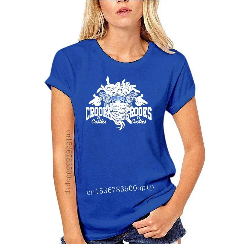 New Crooks Castles Logo Black T Shirt Herren Damen Unisex Tumblr Tee Sleeve Harajuku Tops