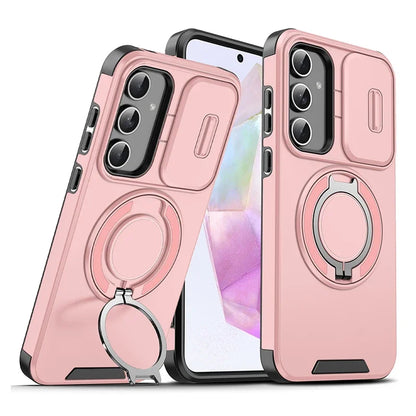 Hülle für Samsung Galaxy S26 S25 S24 S23 S22 S21 Ultra Plus S25 Edge S25FE S24FE mit verschiebbarer Kameraabdeckung, magnetischem Halter und Rüstung