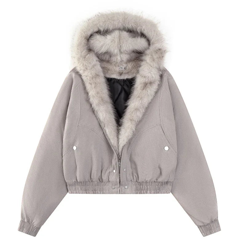 Y2K Cotton jacket with fur collar eagle embroidered and tie-dyeed winter men's design outdoor jacket thick and comfortable