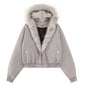Y2K Cotton jacket with fur collar eagle embroidered and tie-dyeed winter men's design outdoor jacket thick and comfortable