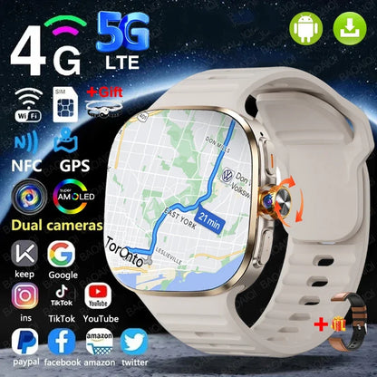 5G Smart Watch AMOLED 2.4" 32GB Google Play GPS SIM