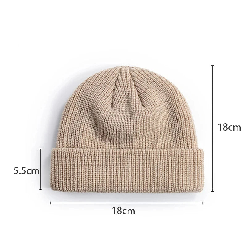 Rimiut Strickmütze für Herren & Damen Mützen Wolle Mode Einfache Warme Mütze Beanies Einfarbig Herbst Winter Mütze Trendiger Stil