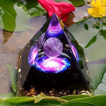 Amethyst Crystal Ball Pyramid - Stress Relief Decor
