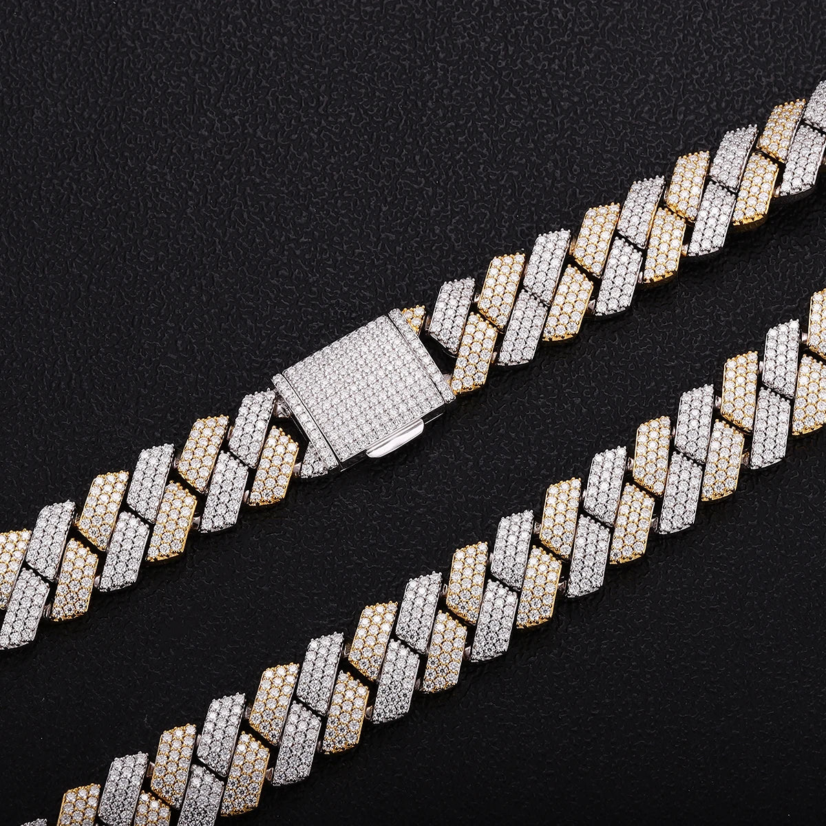 Provence Moissanite Cuban Chain Bracelet for Men Two-color S925 Silver Rapper Bangles Hip Hop Bracelet Miami Link Chain for Man