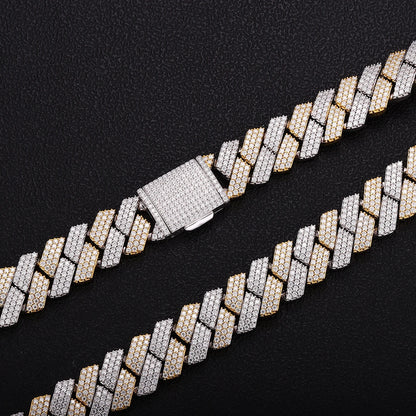 Provence Moissanite Cuban Chain Bracelet for Men Two-color S925 Silver Rapper Bangles Hip Hop Bracelet Miami Link Chain for Man