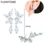925 Sterling Silver Ear Needle Fashion Hoop Earrings White Crystal Luxury Women's Silver Earrings Wedding Women's Jewelry Gift