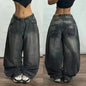 American Y2K 2025 New Baggy Wide Leg Black Jeans Overszied Women Street Casual Joker Denim Pants Couple Jeans Vintage Streetwear