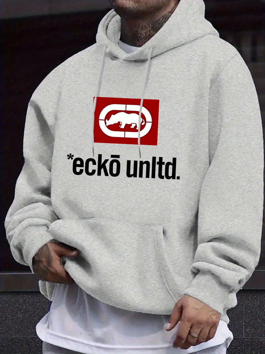 Herren-Hoodie mit Grafik „Ecko Unlimited“ – Lässiger Pullover Langarm Regular Fit Herbst/Winter Freizeit-Hoodie