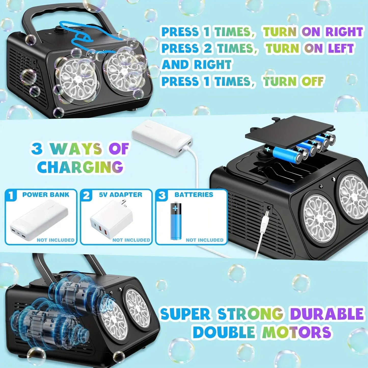 Handheld automatic bubble machine, children's portable bubble machine outdoor wedding game bubble water without battery