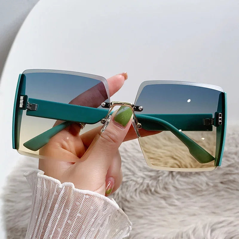 Neue randlose quadratische Sonnenbrille Damen Marken Designer Fashion Sonnenbrille Damen Outdoor Fahrbrille UV400 Oculos De Sol