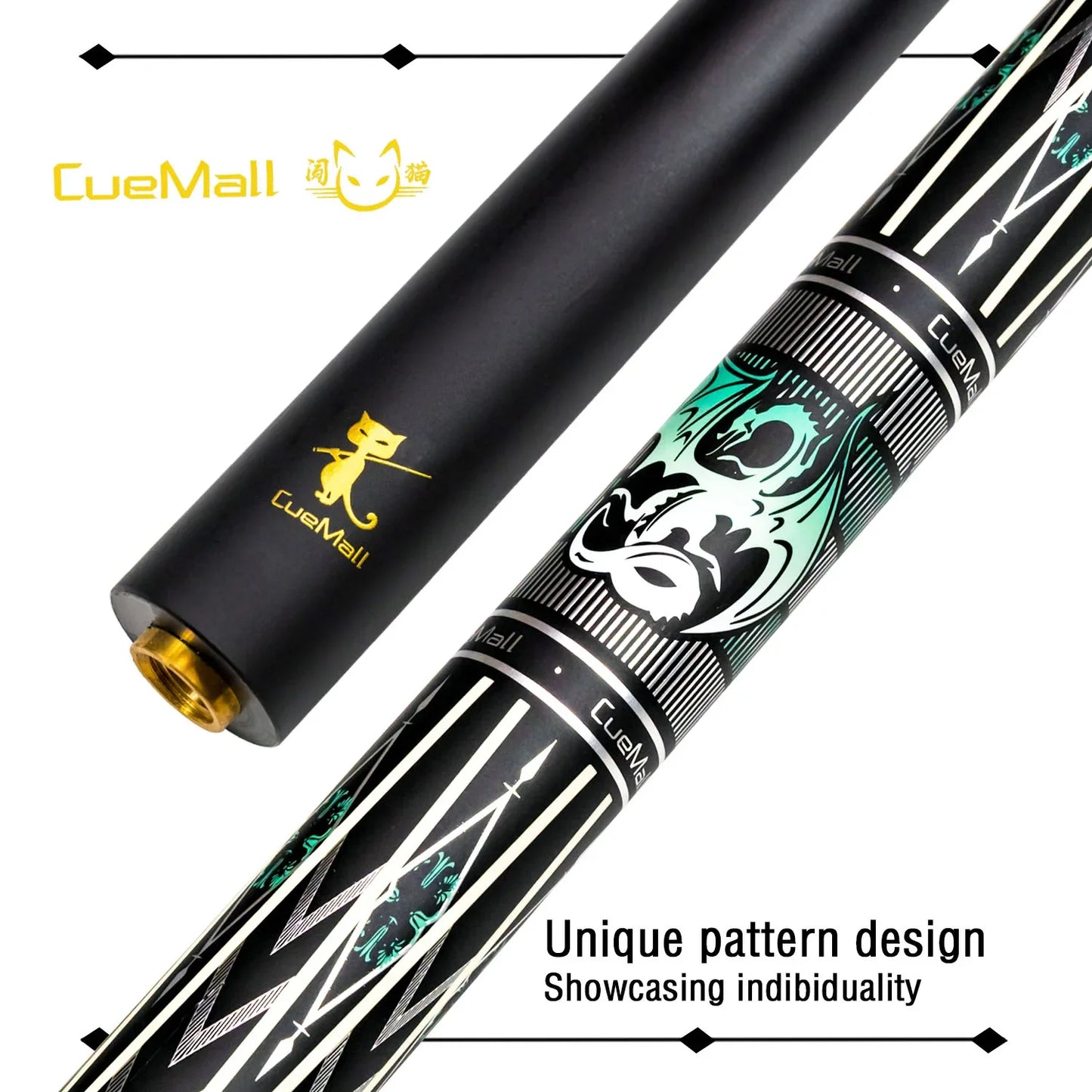 12.75mm Low Deflection Glass Fiber Shaft Pool Cue Maple Butt with Stainless Steel Quick Release Joint and Multi-Layer Tip