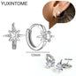 925 Sterling Silver Ear Needle Fashion Hoop Earrings White Crystal Luxury Women's Silver Earrings Wedding Women's Jewelry Gift