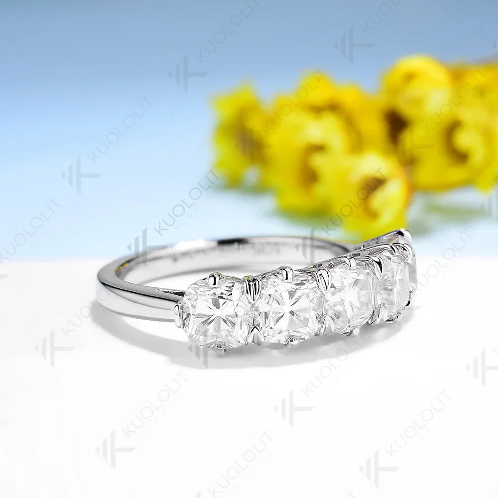 Kuololit 2.5CTW OMC Moissanite Rings for Women Solid 18K 14K 10K 925 Silver Yellow Gold Cushion Cut for Anniversary Engagement