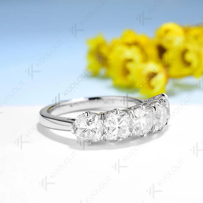 Kuololit 2.5CTW OMC Moissanite Rings for Women Solid 18K 14K 10K 925 Silver Yellow Gold Cushion Cut for Anniversary Engagement