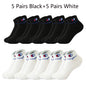 5/10/20 Paar Herren Knöchelsocken Baumwolle Klassische Markenmode Schwarz-Weiße Socken Atmungsaktive Mesh Sportsocken für den Sommer