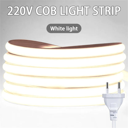220v Led Ribbon Adhesive High Brightness COB Led Strip for Room Led Strip Flexible Ribbon for Outdoor Garden Lighting