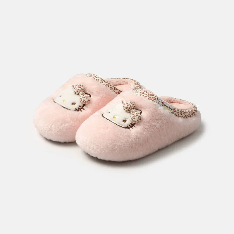 Autumn Winter Hello Kitty Slippers For Women Plush Cute Sanrio Home Warm Cotton Slippers Cartoon Home Indoor Shoes Gifts