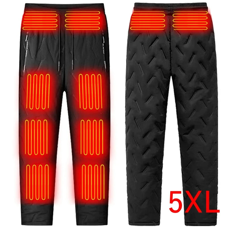 Heated Pants for Men Women, Thick Electric 10 Zones Heating Trousers Winter Outdoor Warm Thermal Trousers (Battery Not Included)