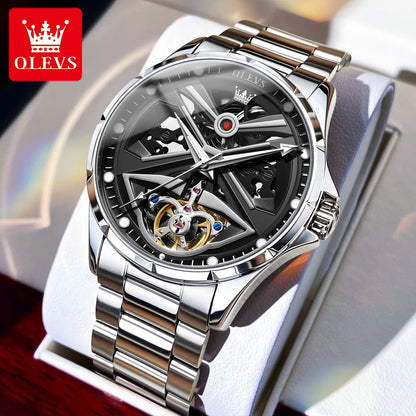 OLEVS Automatische Herrenuhr Top Marke Hohl Skelett Original Mechanische Armbanduhr Wasserdicht Leuchtend Business-Uhren