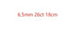 Text displaying measurements '6.5mm 26ct 18cm' in red on a white background