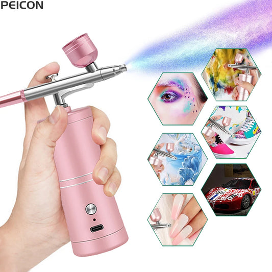 Airbrush with Compressor Airbrush Painting Mini Spray Gun for Painting Wireless Electric Paint Gun Airbrush Kit with Compressor
