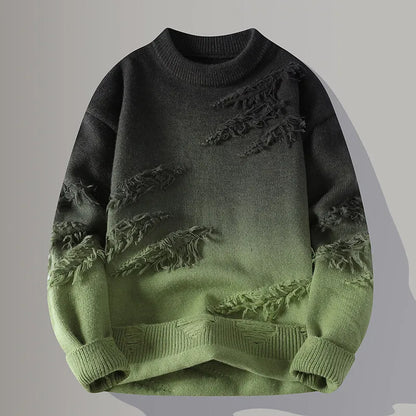 Men's Thick O-Neck Wool Knit Heavy Pullover Sweater