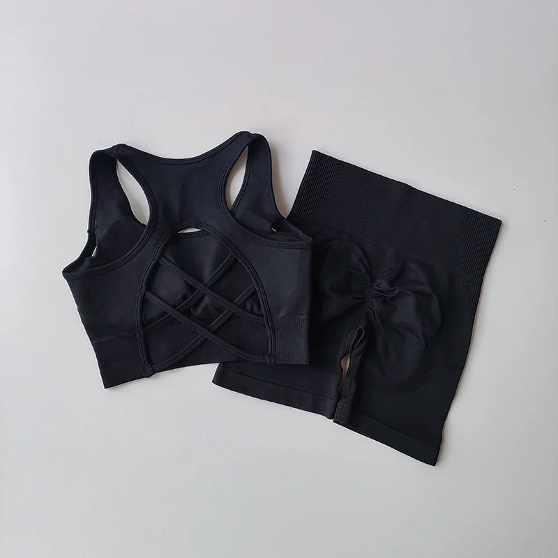 Women's Seamless Yoga Set | Sexy Sport Bra & High Waist Shorts