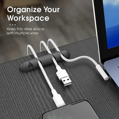 VIKEFON Silicone USB Cable Winder & Adhesive Clips