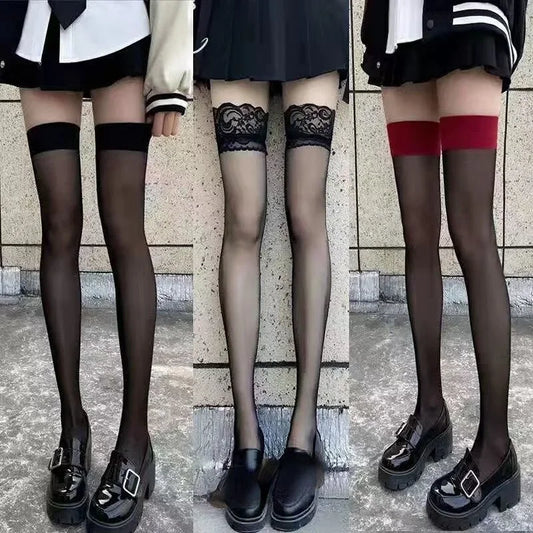 Gothic Lace Thigh High Stockings – Silk Hosiery