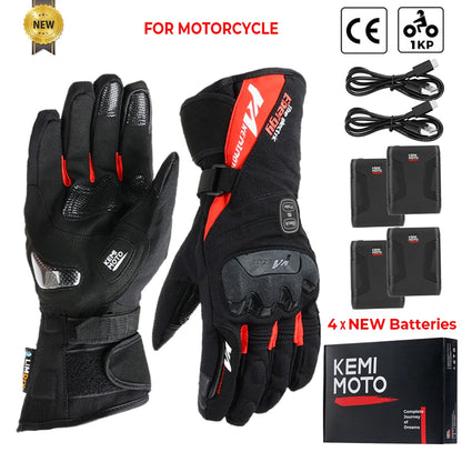 Motorcycle Heated Gloves Touch Screen Winter Warm Skiing Gloves Waterproof Rechargeable Heating Thermal Gloves For Snowmobile