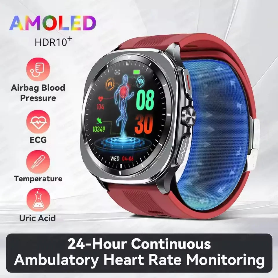 2025New Nursing Grade Air Pump Airbag Accurate Measure ECG Blood oxygen SmartWatches Men Blood Pressure Fitness Sport SmartWatch