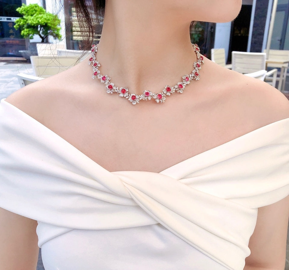 Natural Spinel 14.55ct & Diamond Necklace – Solid 18K Gold | AIGS Certified