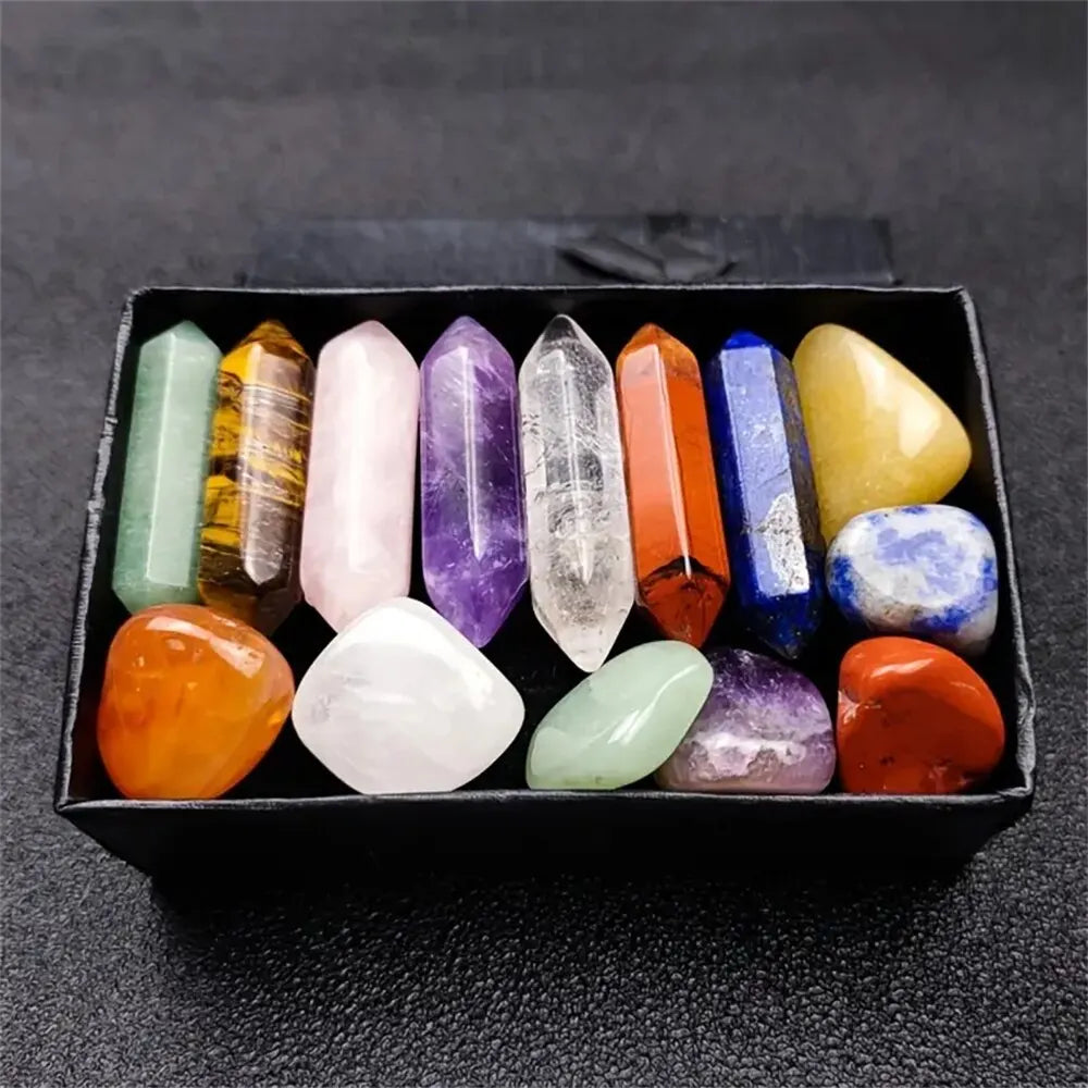 14pcs Quartz Crystal Chakra Healing Stones Set
