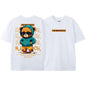Cotton Fashion Bear Pattern Printed Men Women T Shirt Hip Hop Loose Tops Breathable Comfortable Casual Oversized Couple Clothing