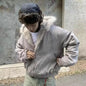 Winter Warm Clothing Men Women Retro Simple Plush Coat Sportswear New Loose Hooded Cotton Jacket Punk Fur Collar Jacket Couple
