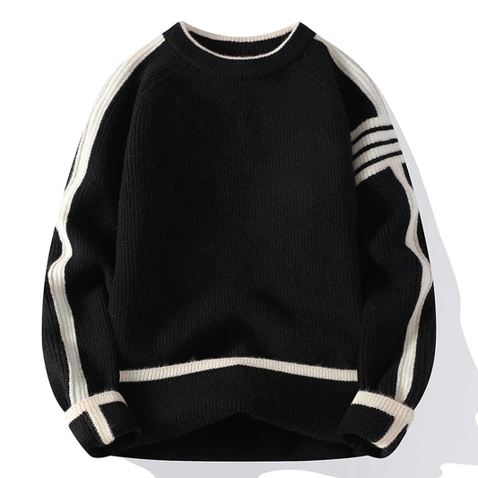 Men's Vintage Crew Neck Contrast Color Knit Pullover