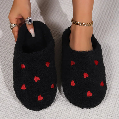 Winter Damen Herzförmige Hausschuhe Liebe Leise Weiche Sohle Schuhe Indoor Bequem Süß Leiser Teppich Leichtes Wohnzimmer