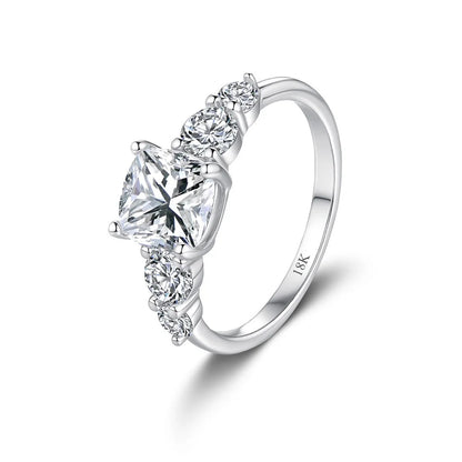 2ct Moissanite Engagement Ring 18K White Gold Princess Radiant Cut