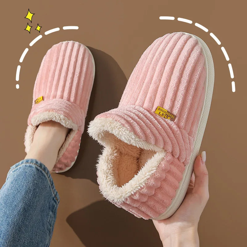 Bebealy Winter Fur Men Slippers Men Shoes Outdoor Nonslip Short Plush Men Slippers Casual Fuzzy House Ankle Men Boots Flat Shoes