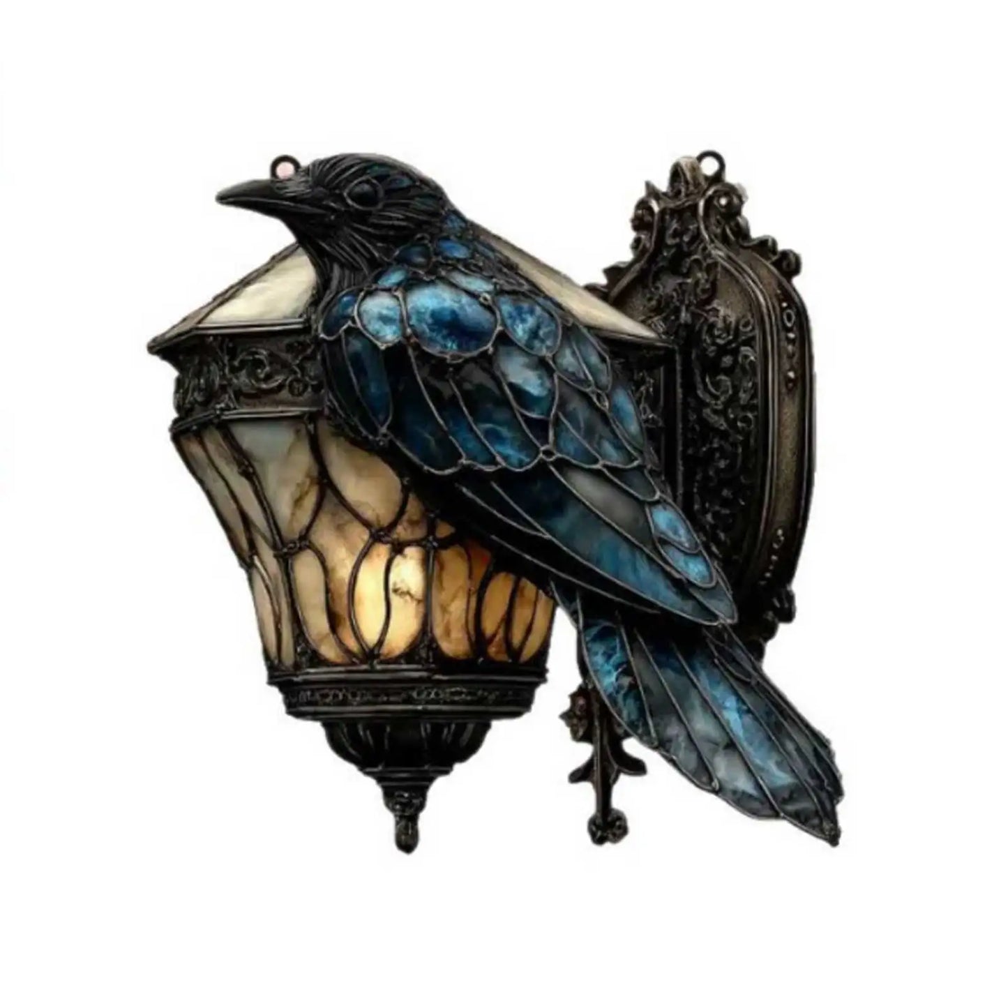 Decorative wall light fixture with a bird design on a white background